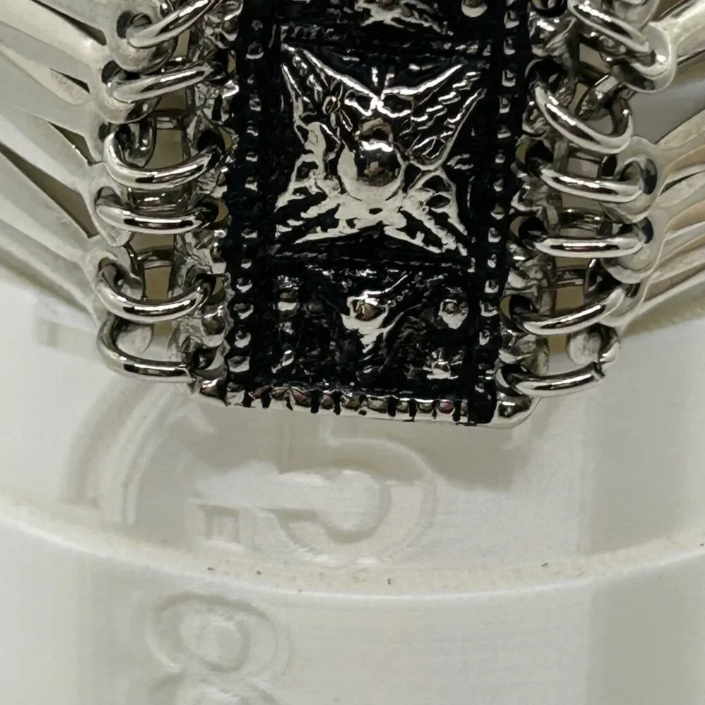 Vintage Mexican Alpaca Silver Panel Bracelet Aztec Motif Made in Mexico Boho - Picture 14 of 14